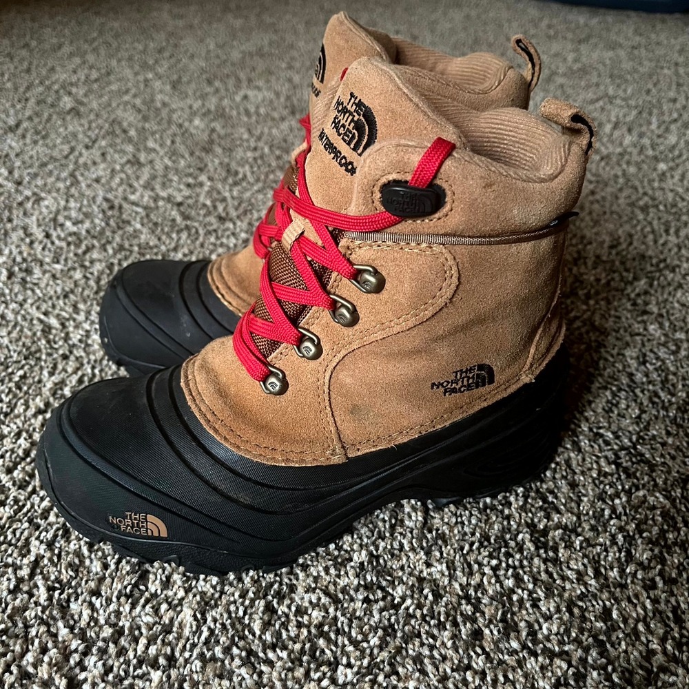 The North Face Boots Winter Snow Chilkat Tan Brown Waterproof Kids Size 3
